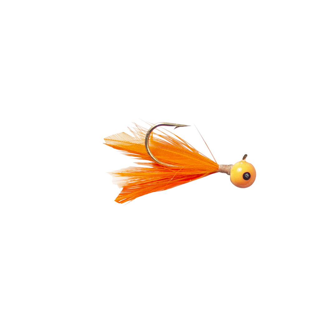 Fishslayer Tackle 1/2oz Clatter Jig / Spinner Oh' Jay -- Orange Glow Body  With Orange Glow Beads & An Orange Glow Spinner 
